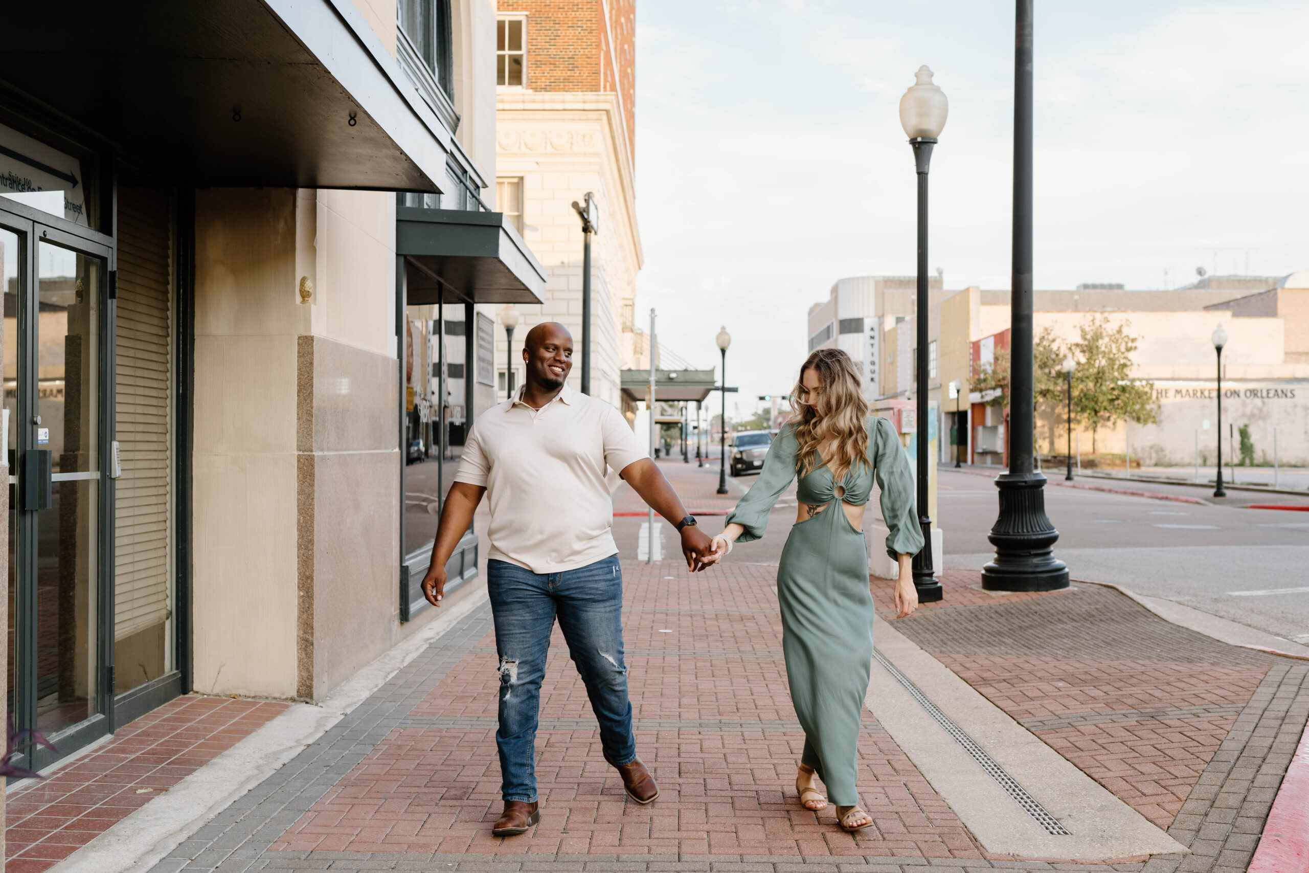 Downtown Beaumont Golden hour engagement session